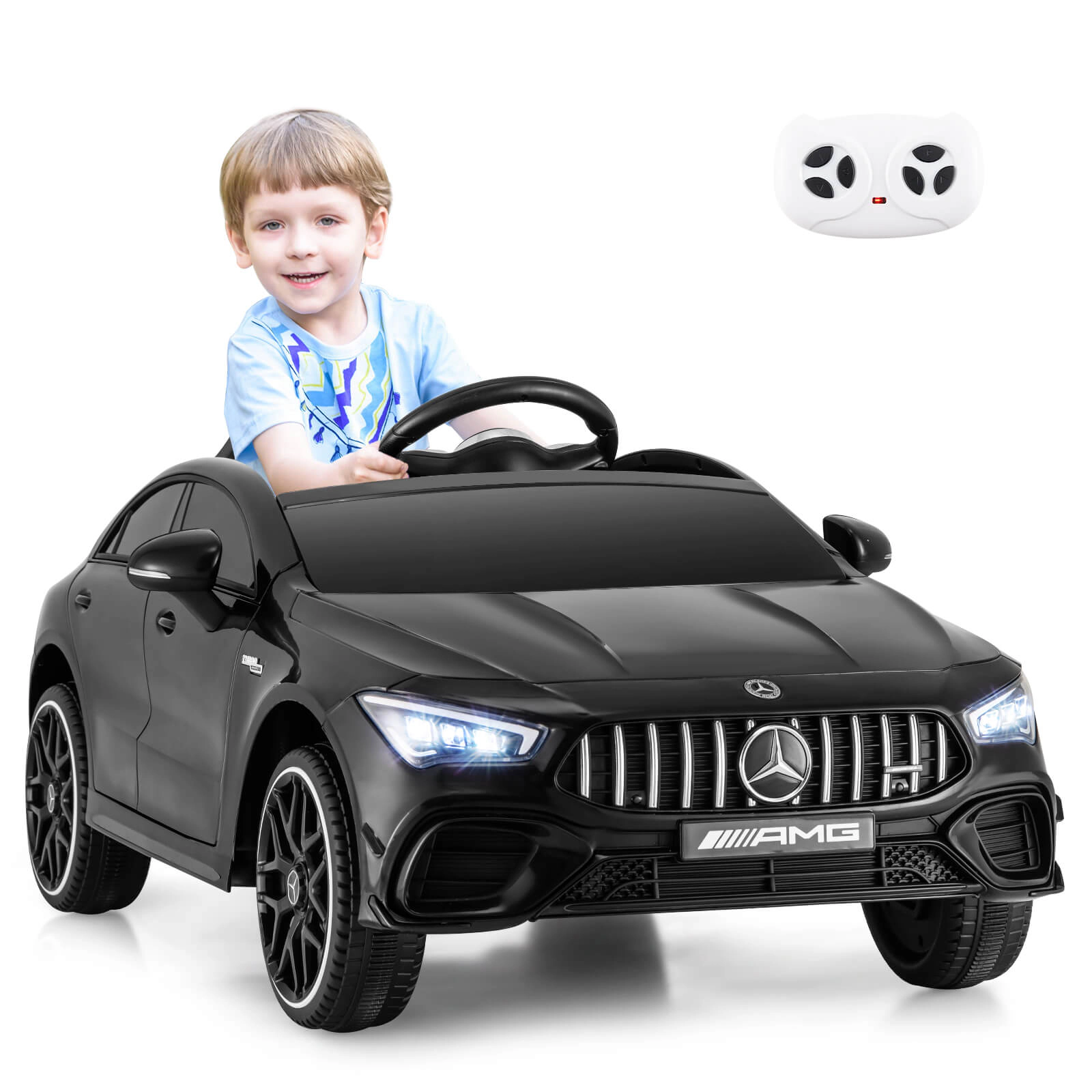 Costway 12V Kids Ride on Car w/Remote Rocking Function Transport Wheels Lights & Music White