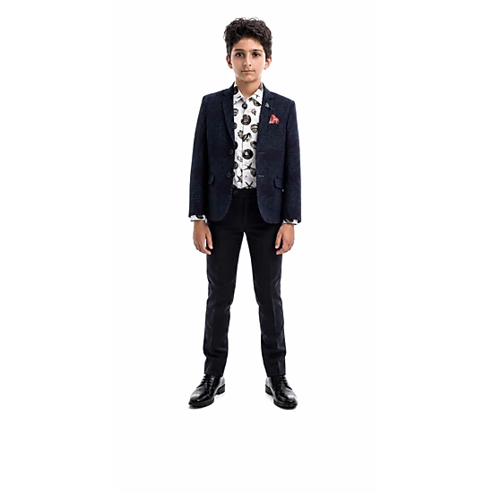 Elie Balleh Boys Slim Fit Digital Rain Blazer
