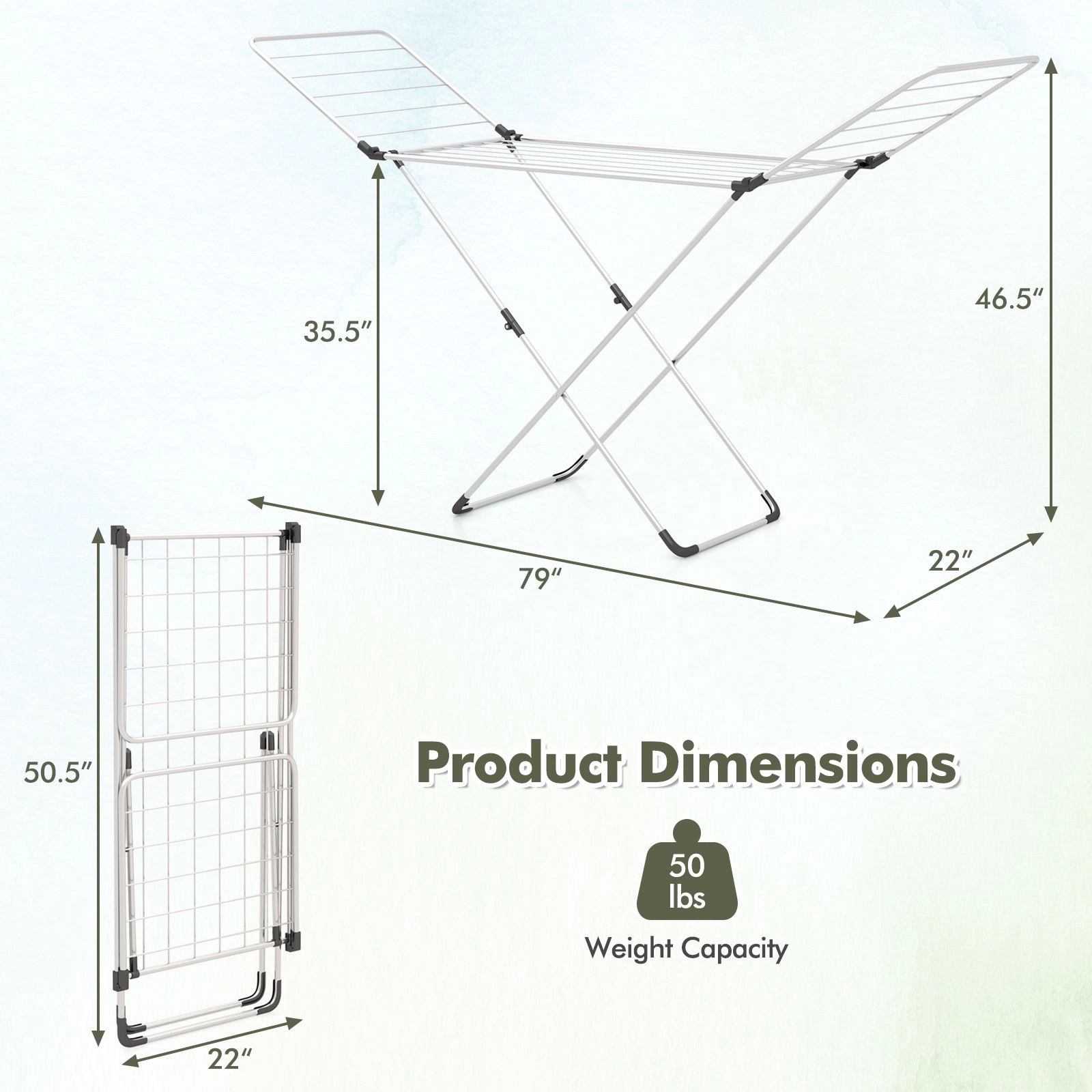 SlickBlue Aluminum Folding Clothes Drying Rack with Adjustable Wings