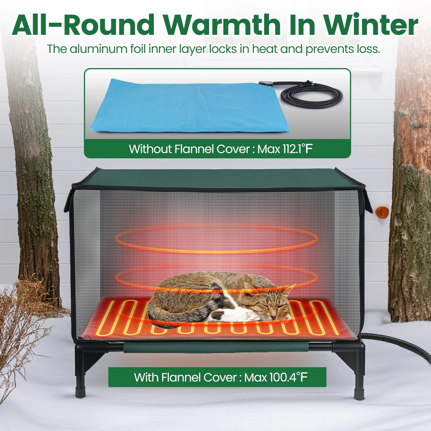 GBruno Waterproof Heated Cat House Outdoor Shelter