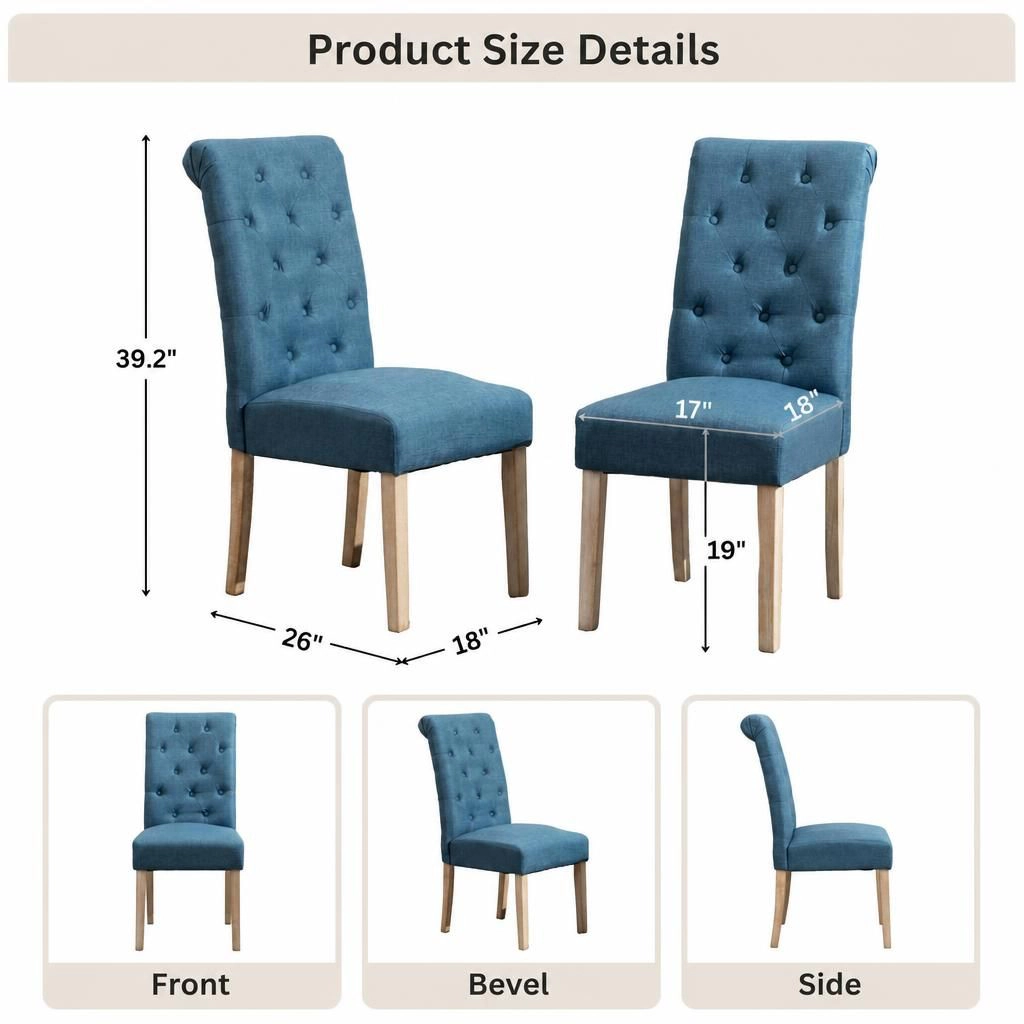 GOODSILO Upholstered Polyester Dining Chair Comfortable Seating, Set of 2