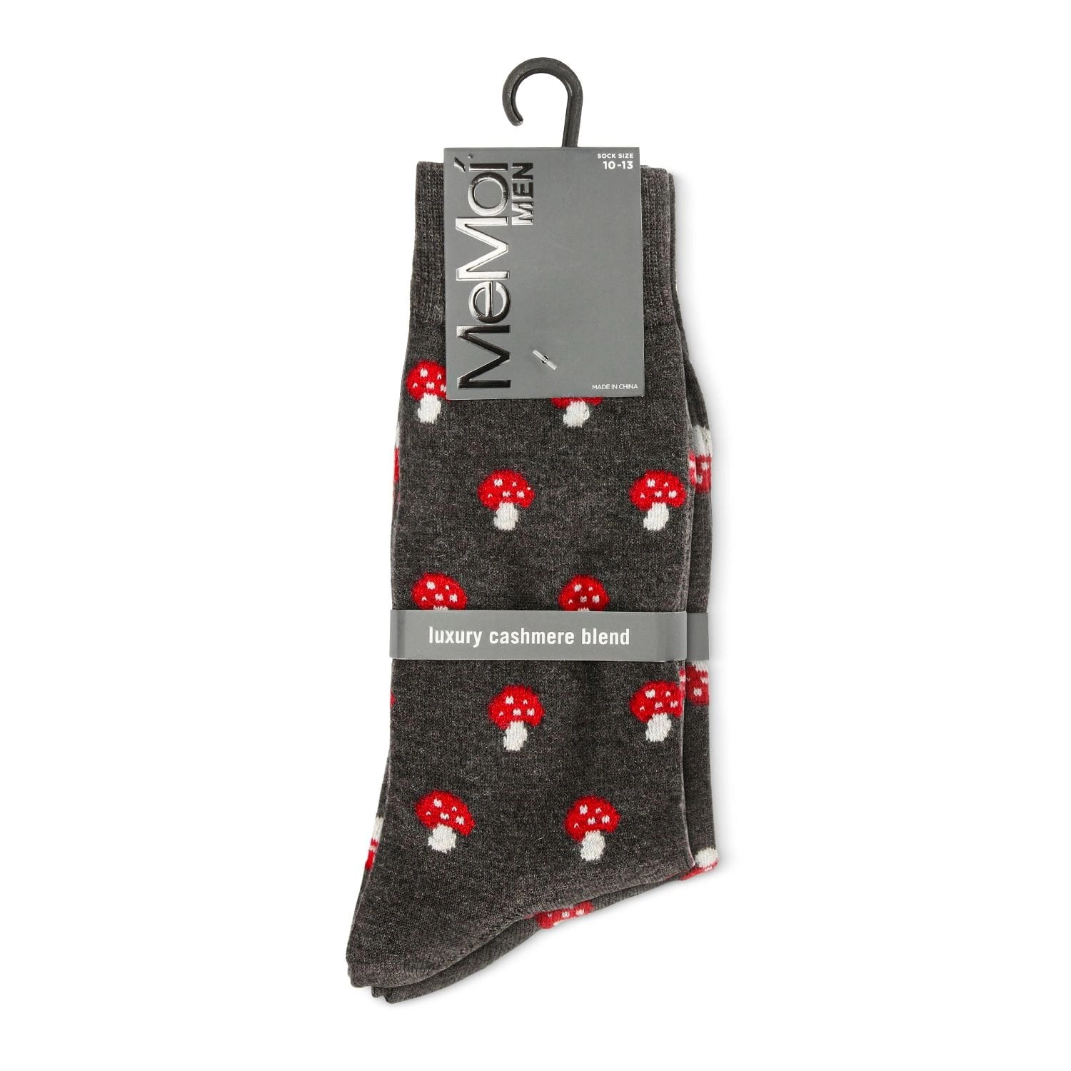 Memoi Men's Mushroom Luxuriously Soft Cashmere Crew Socks