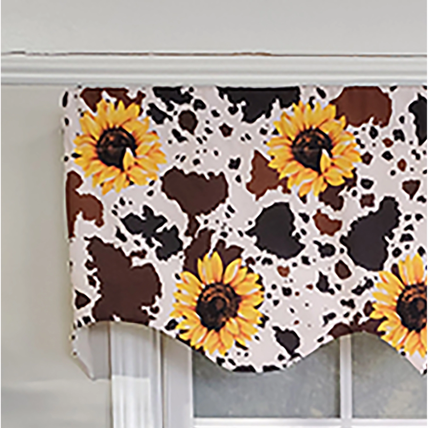 RLF Home 3" Rod Pocket High Quality Fabric Sunflower Regal Valance for Windows 50" x 17" Brown