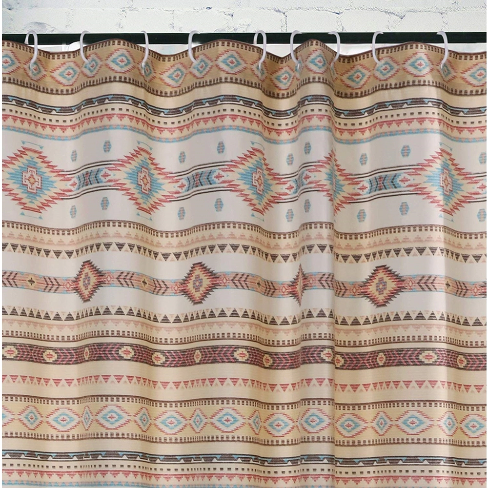 Barefoot Bungalow Phoenix Traditional Design And Button Holes Hanging Shower Curtain 72x72 Tan