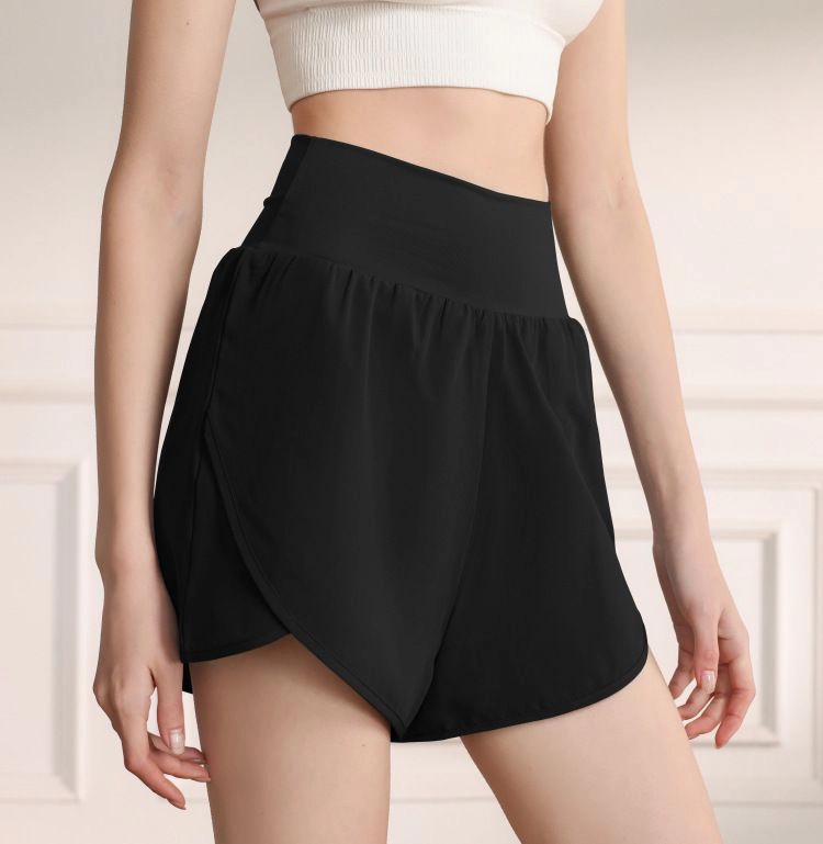Anna-Kaci Women's High Rise Running Shorts with Curved Hem and Side Pocket