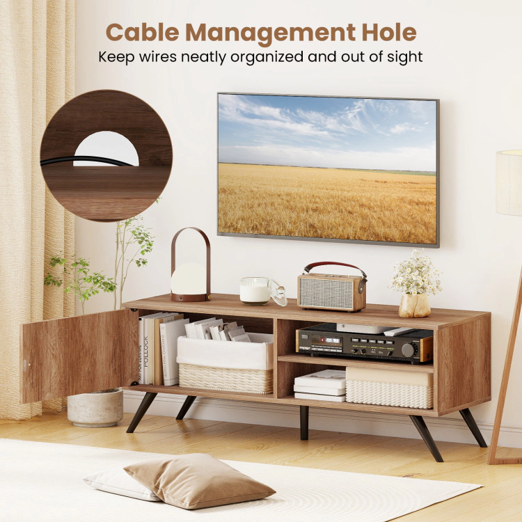 Hivvago Tv Stand For Tvs Up To 55 Inch Mid Century Modern Entertainment Center With Storage Cabinet