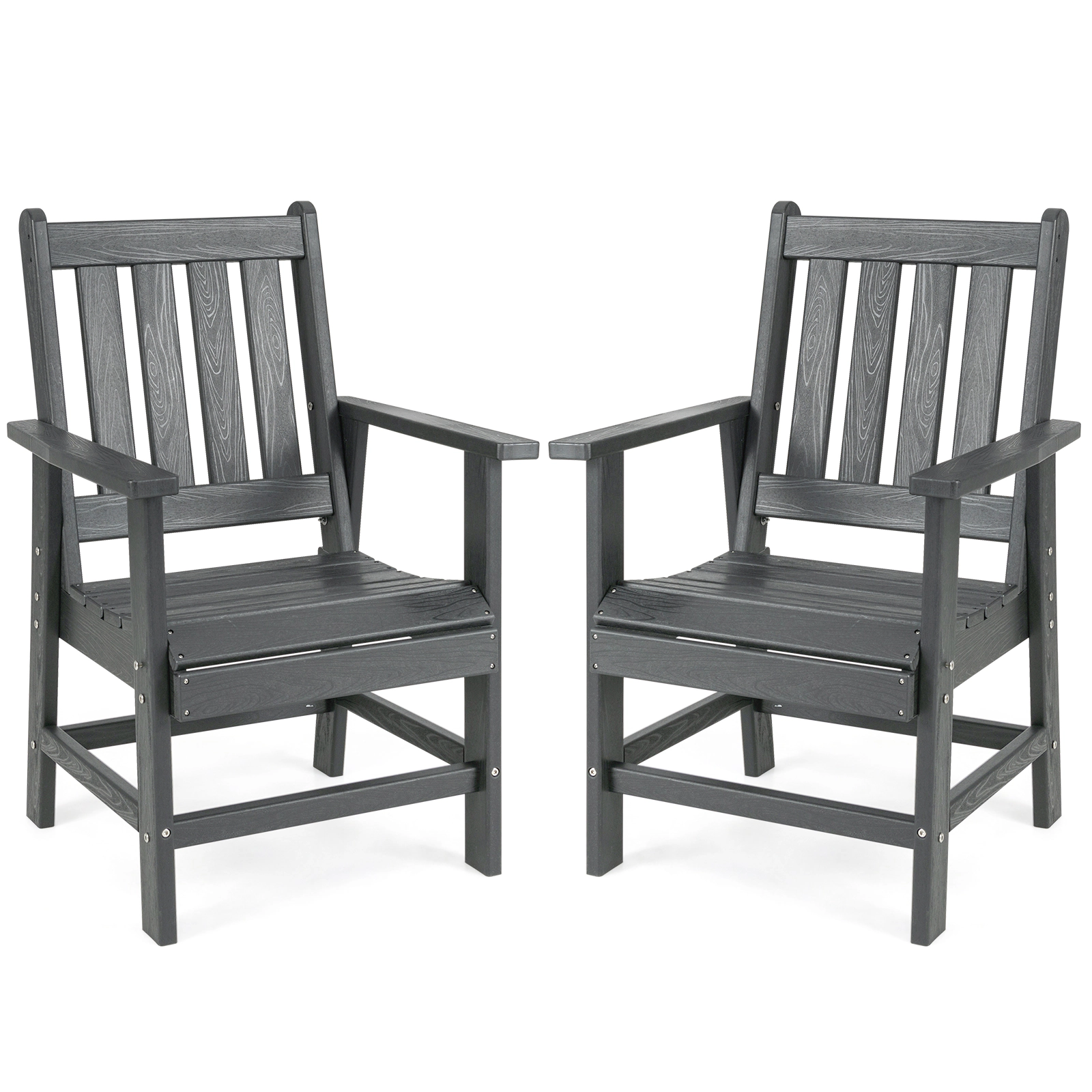 SUGIFT Patio Dining Chairs with Wide Armrests 330-lb Capacity Gray and Black