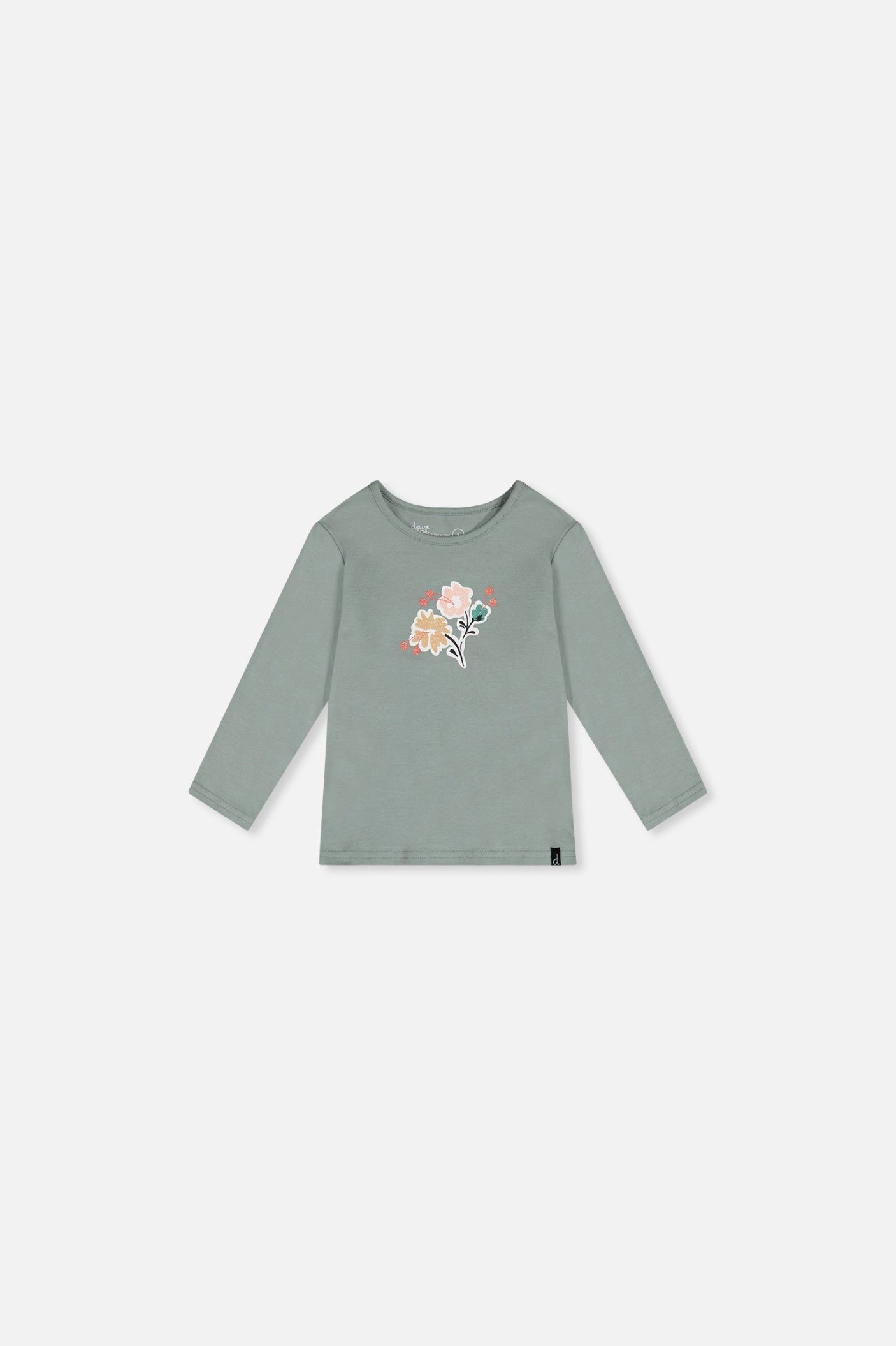 Deux par Girls Glittery Floral Bouquet Organic Cotton Long Sleeve T-Shirt