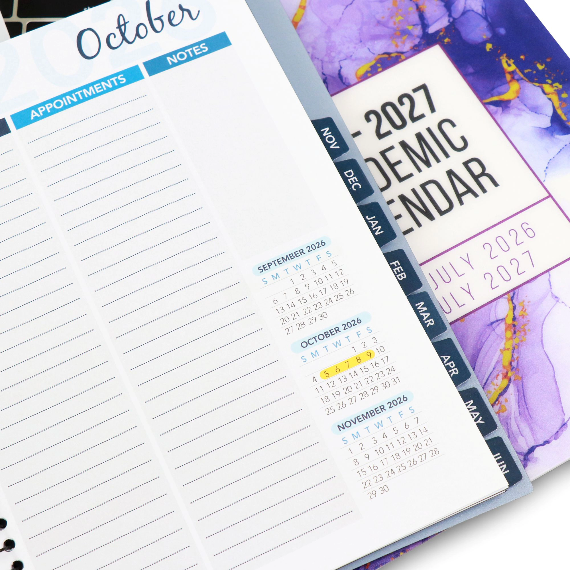 RE-FOCUS THE CREATIVE OFFICE 2026–2027 Academic Calendar, July–June Monthly and Weekly Planner with Time Slots