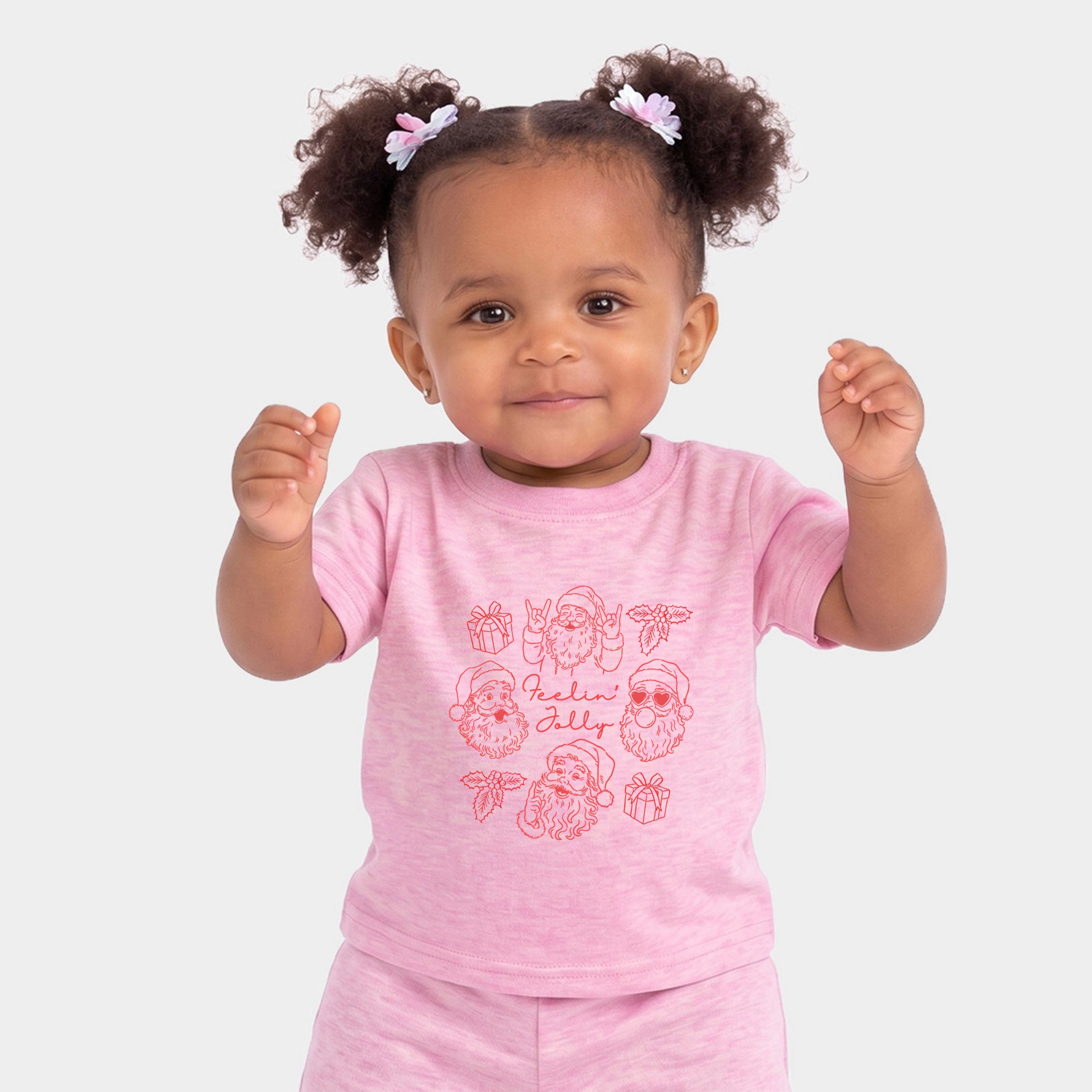 The Juniper Shop - Infant Jogger Pant Crew Set Feelin' Jolly Santa Outline