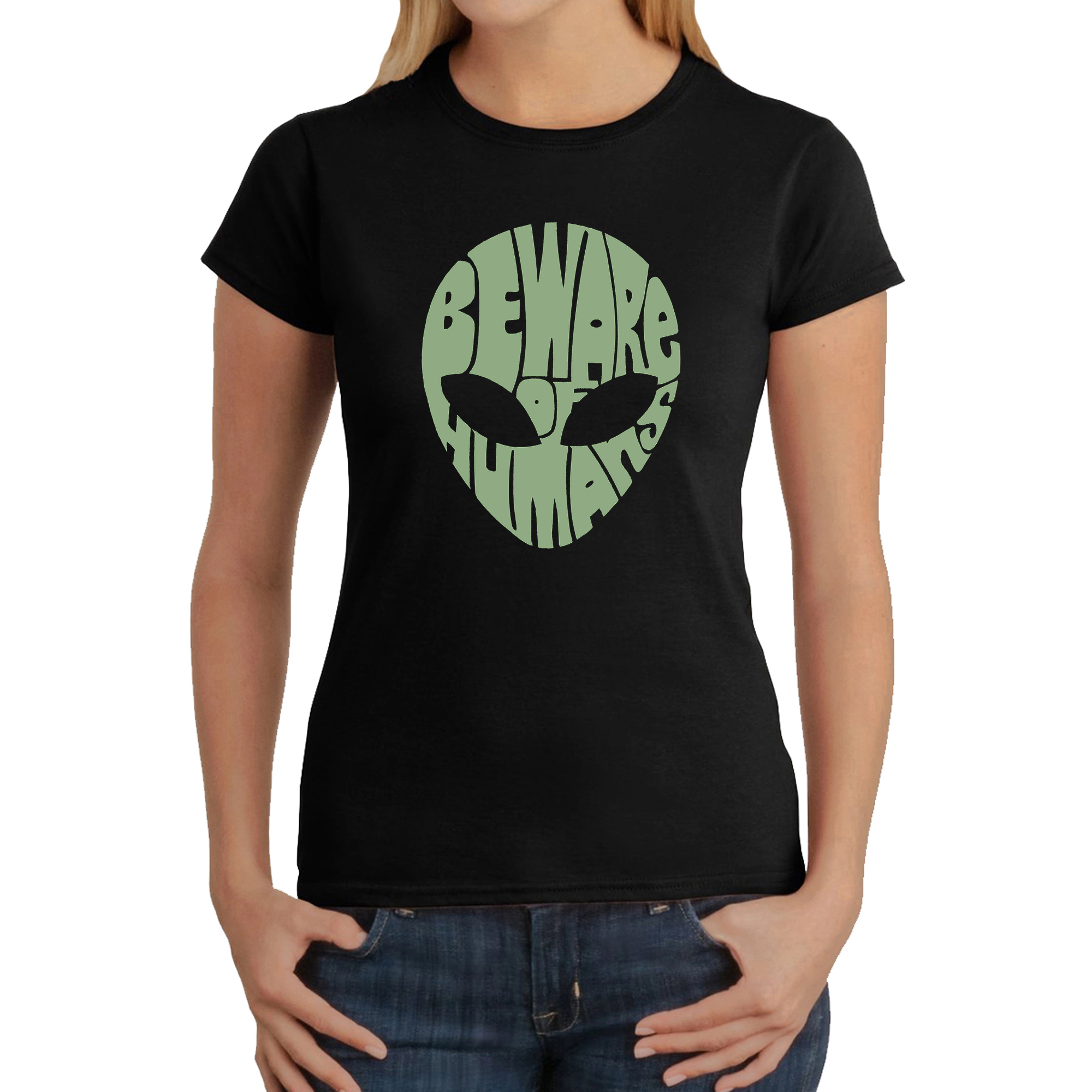 LA Pop Art Women's Word T-Shirt - Beware of Humans