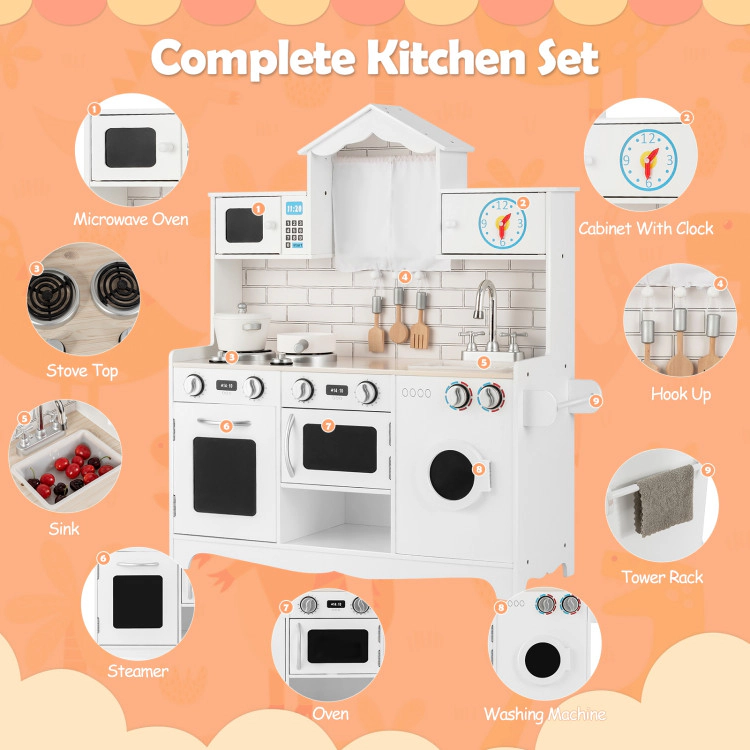 Hivvago Wooden Kids Kitchen with Washing Machine