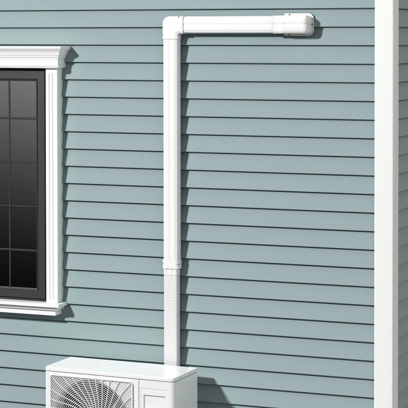 SUGIFT 4-in Wide 16.5-ft White PVC Mini Split Line Set Cover Kit for Ductless and Central Air Conditioners
