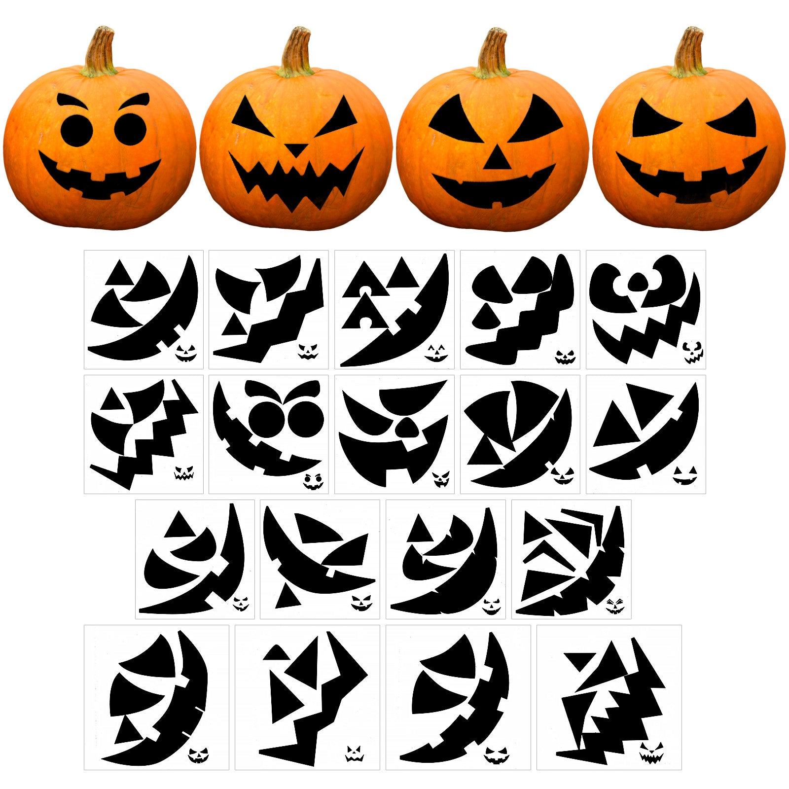 Wrapables Halloween Classic Pumpkin Face Stickers, DIY Halloween Pumpkin Decorating Stickers (18 Sheets)