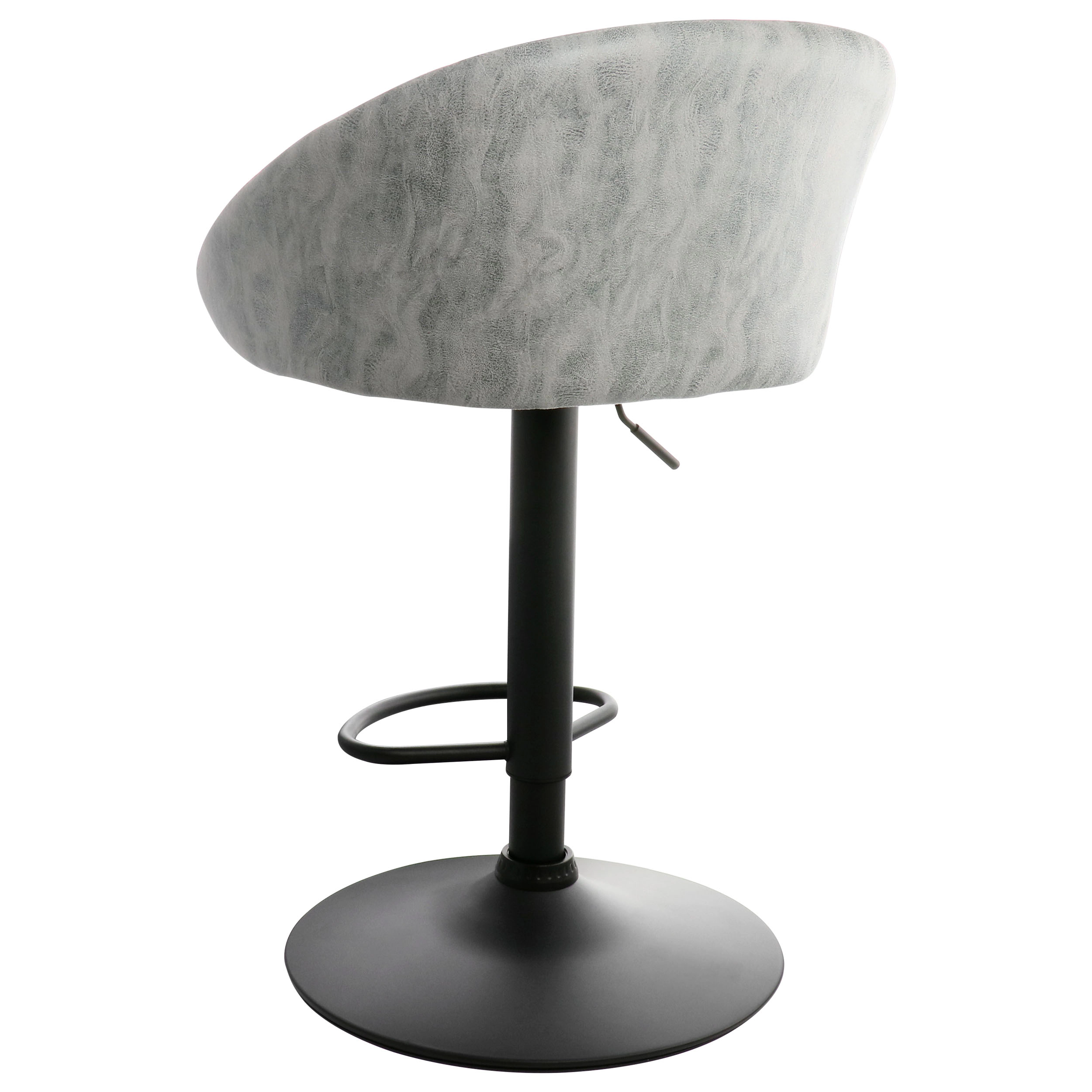Elama 2 Piece Cloth Adjustable Bar Stool Set in Gray with Black Base
