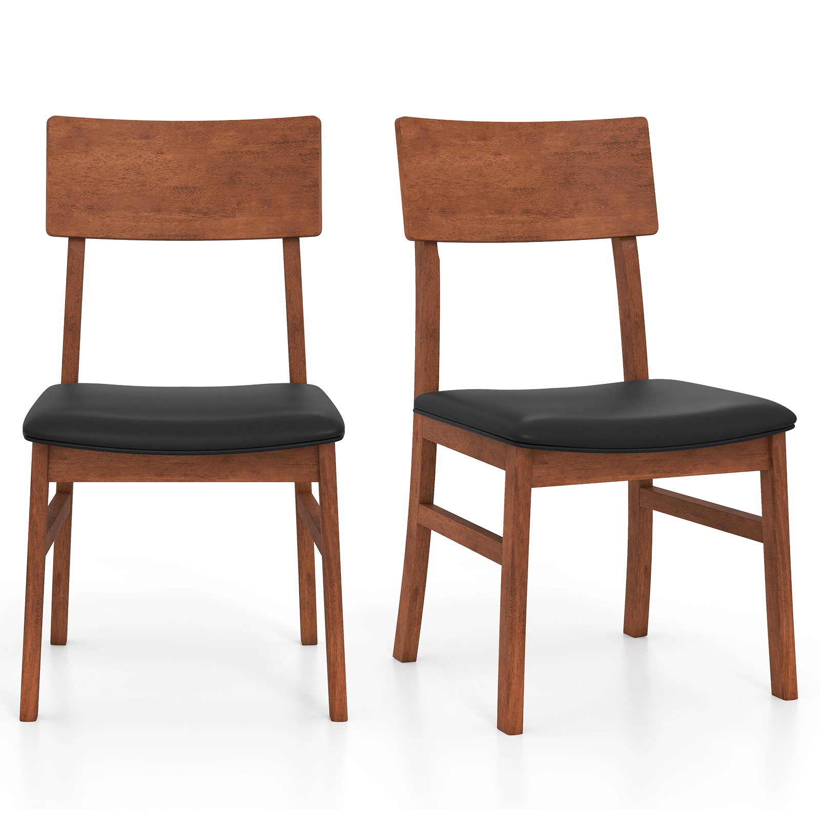 SUGIFT Black Rubber Wood Legs Faux Leather Upholstered Seat Set of 2 Dining Chairs