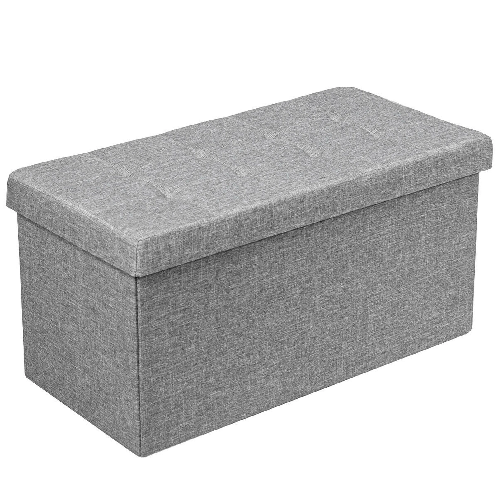 SUGIFT 31.5-Inch Dark Grey Folding Storage Ottoman Bench with Removable Bin