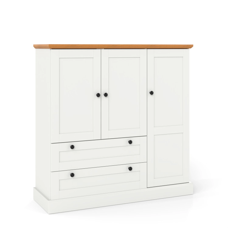 Hivvago 47.5 Inch Kitchen Freestanding Storage Cabinet With 3 Doors And 2 Large Drawers