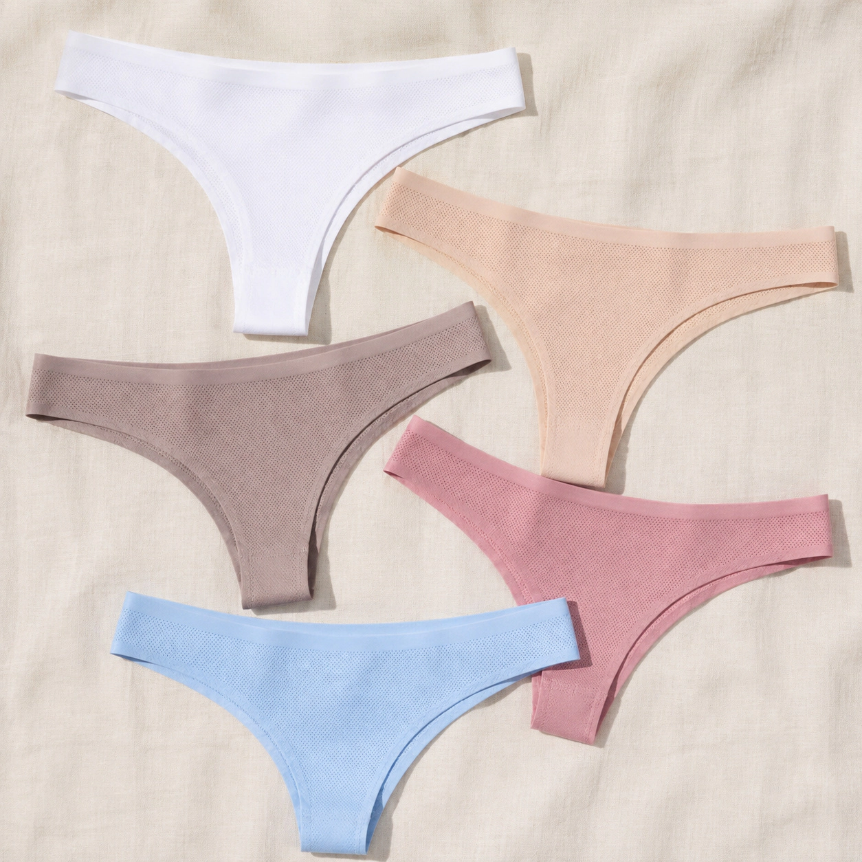 WZK Womens 5-Pack Seamless No Show Workout Soft Breathable Comfort Thong Underwear