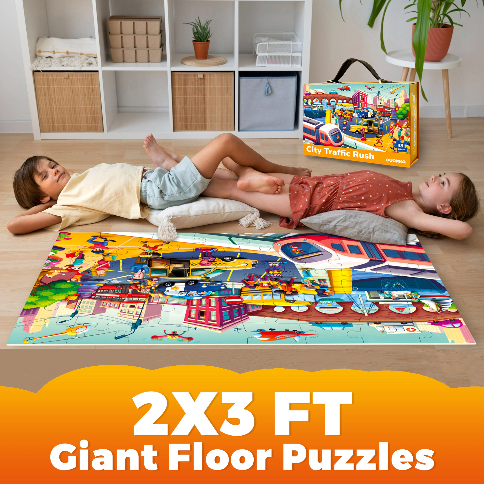 QUOKKA Giant Floor Jigsaw Puzzle, 48 Piece Educational Puzzle for Kids, USA Map, World Ages 3+