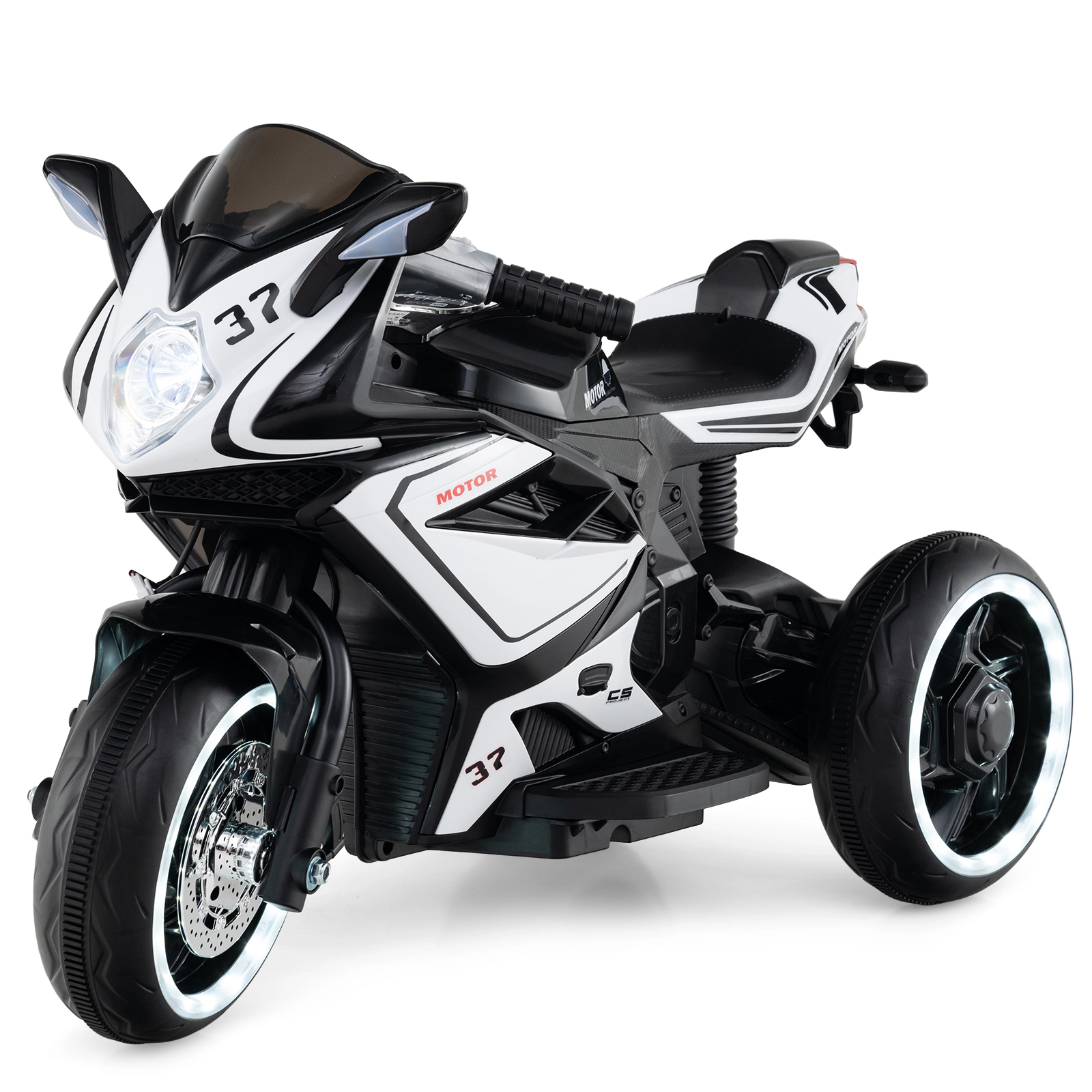 SUGIFT 6V Battery Powered Kids Ride On Motorcycle with LED Lights Mini Electric Motorbike 66-lb Capacity Ages 3+ Black