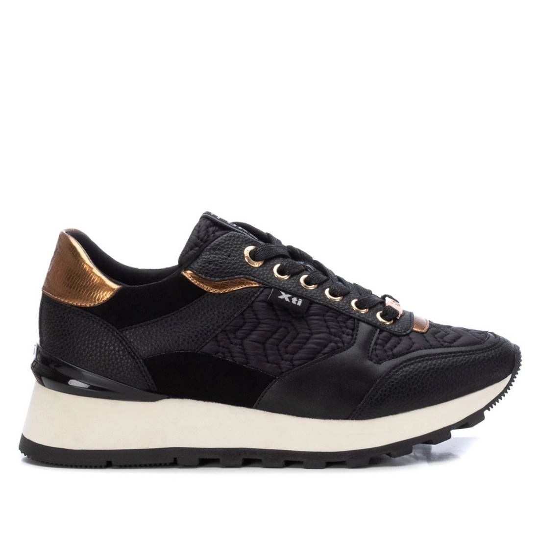 XTI Womens Wedge Sneakers Quilted Lace-Up