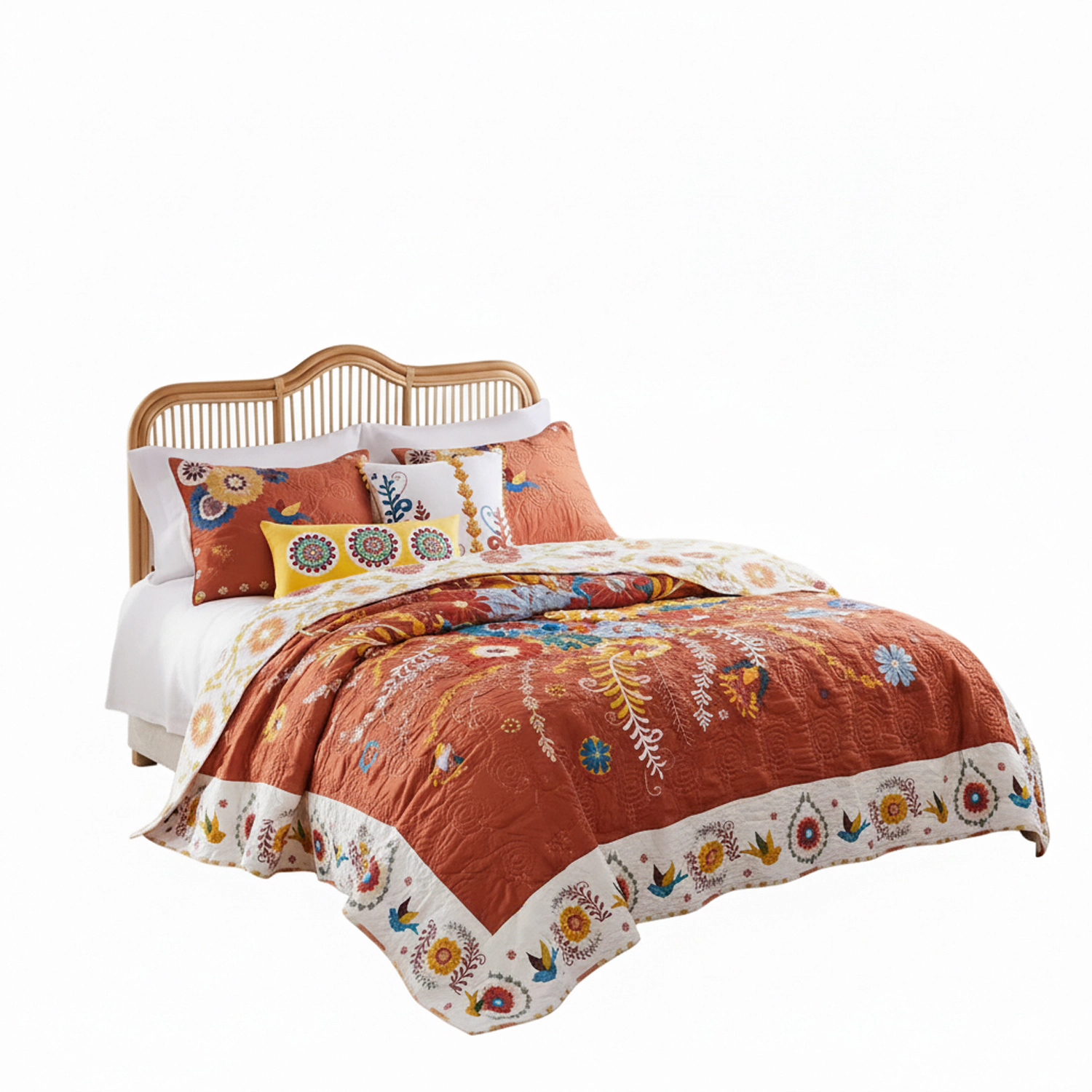 Greenland Home Fashions 100% Microfiber Polyester Topanga 5 Piece Quilt & Pillow Bonus Set