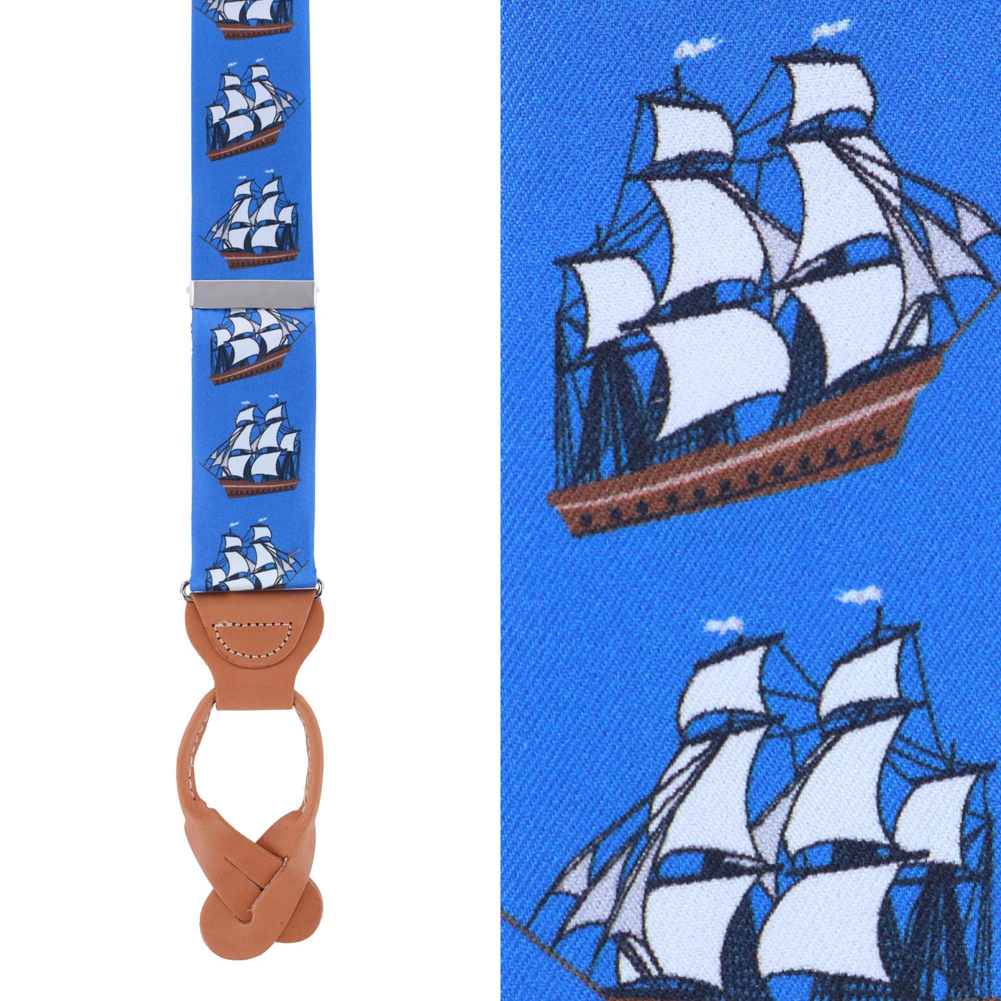 Trafalgar Men's The Royal Fortune Pirate Ship Silk Button End Suspenders