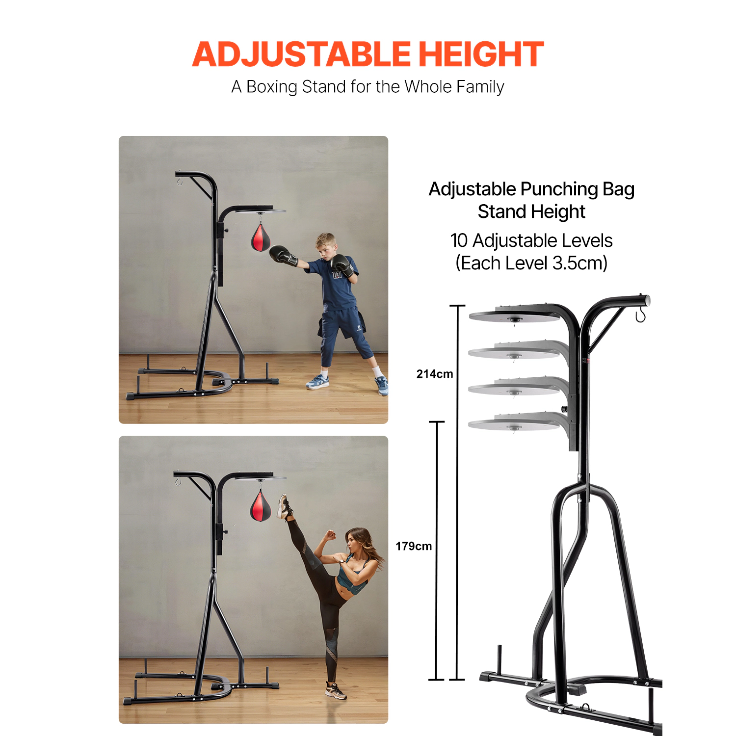 HONGGE Heavy Duty Steel Punching Bag Stand Freestanding Sandbag Rack Holds Up to 140 lbs for Home Gym