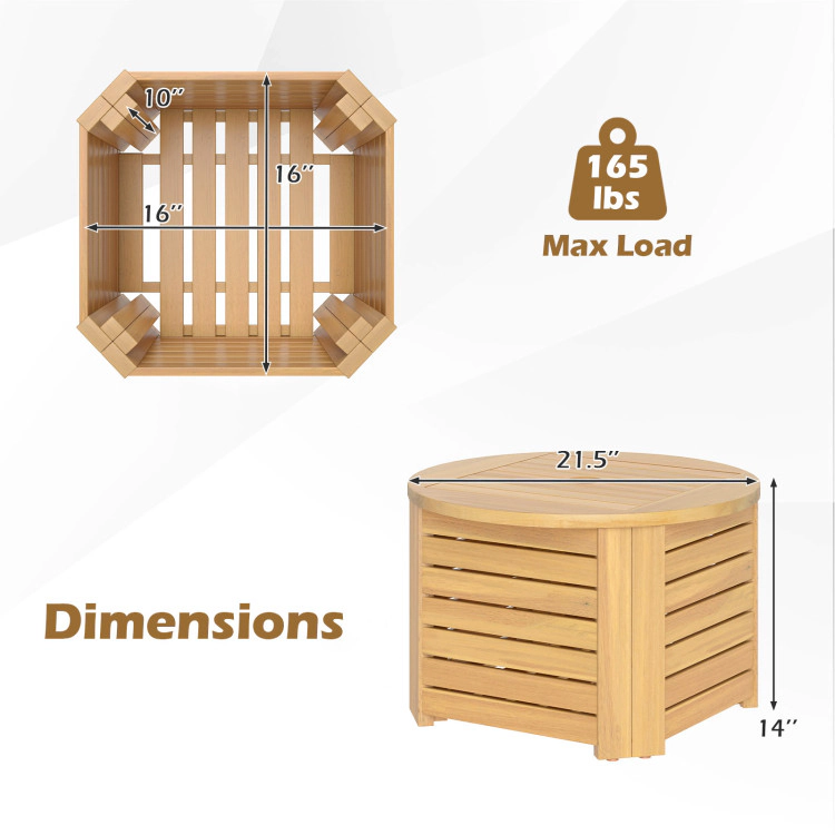 Hivvago 2-In-1 Outdoor Side Table With Storage & Acacia Wood Slatted Design