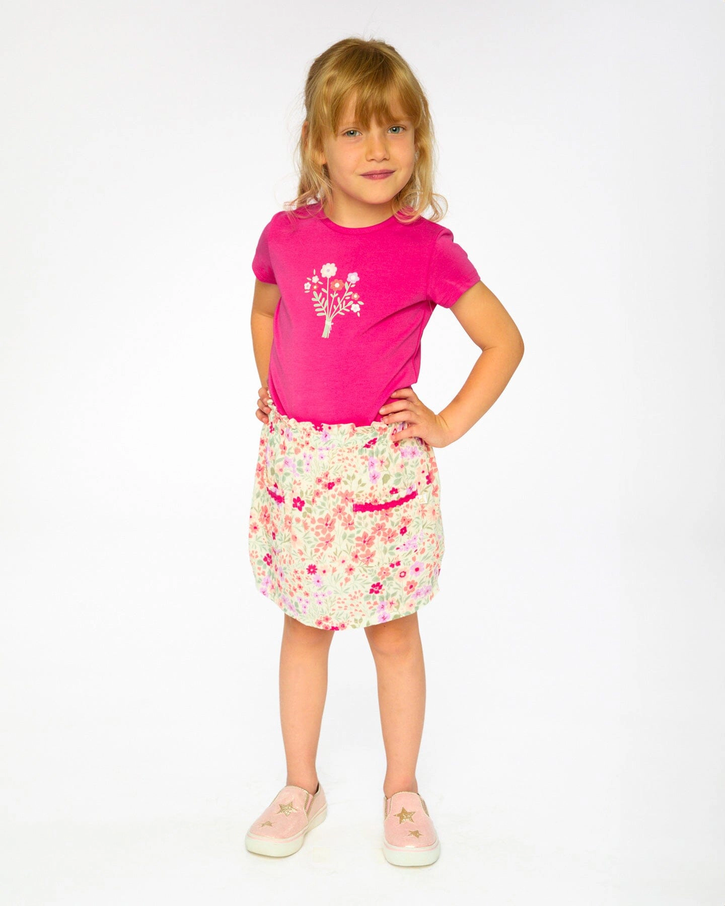 Deux par Girls Muslin Skort Printed Flowers