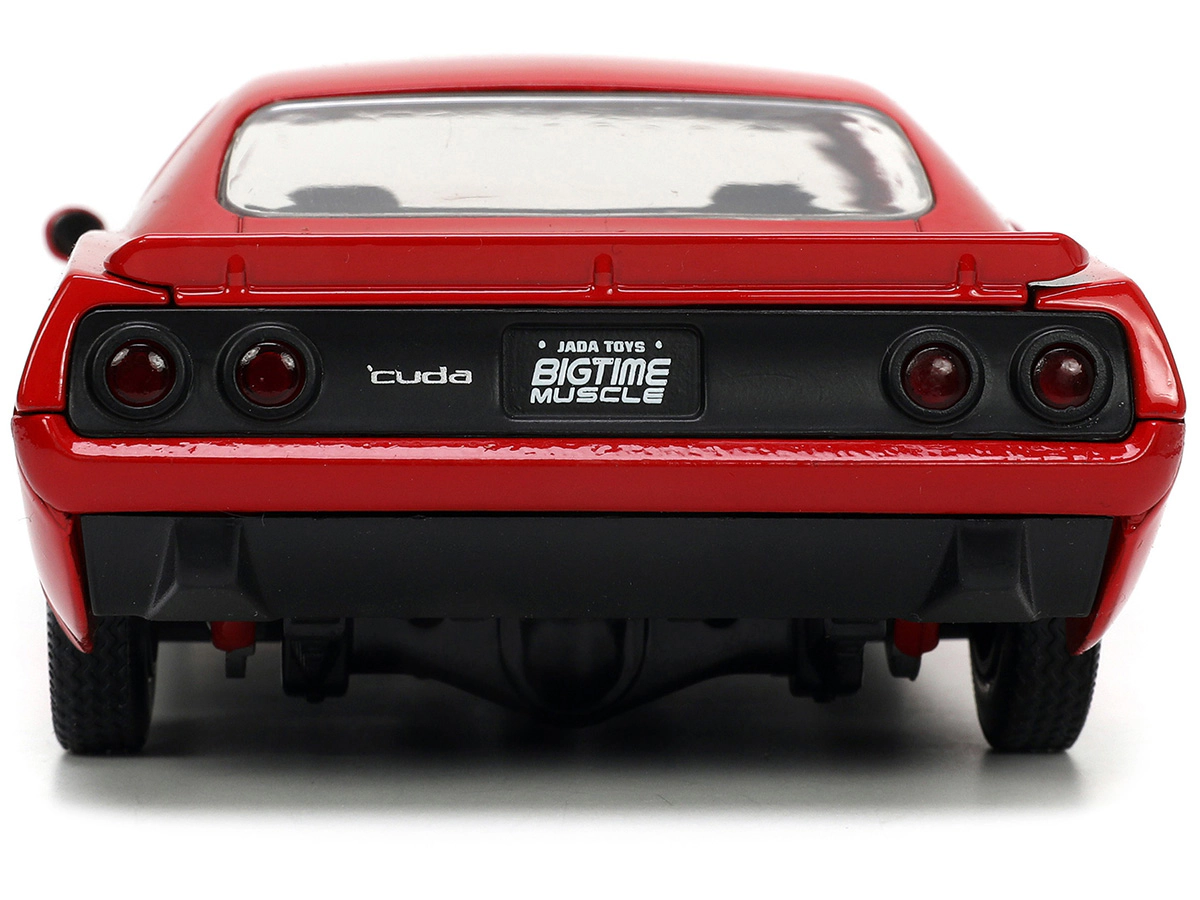 Jada 1973 Plymouth Barracuda Red with Black Stripes "Bigtime Muscle" Series 1/24 Diecast Model Car by Jada