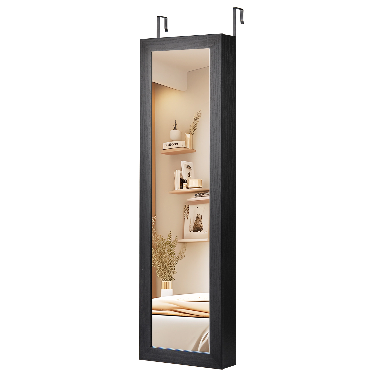 LJG Jewelry Cabinet Wall or Door Mounted Jewelry Armoire with Full-Length Mirror