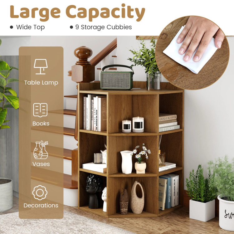 Hivvago 3-Tier Corner Cabinet with Charging Station for Bedroom
