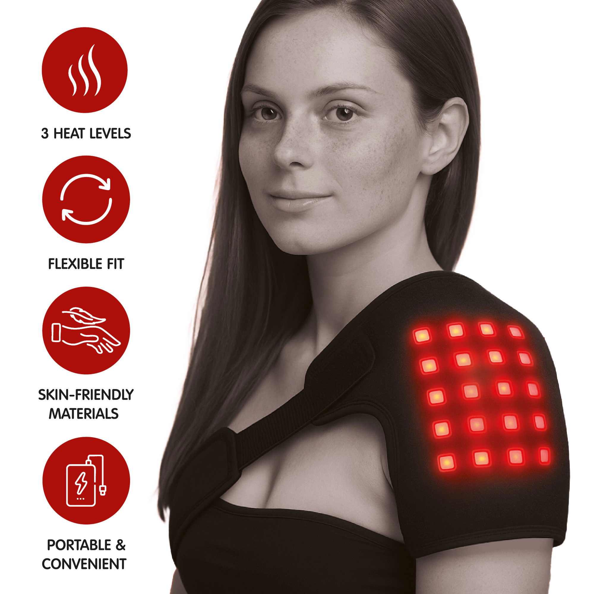 Pursonic Unisex Red Light Therapy Shoulder Pad: Pain Relief & Muscle Recovery Support