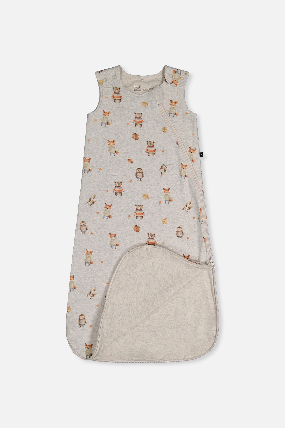 Deux par Boys Organic Cotton Zip Sleep Sack with Woodland Animal Print
