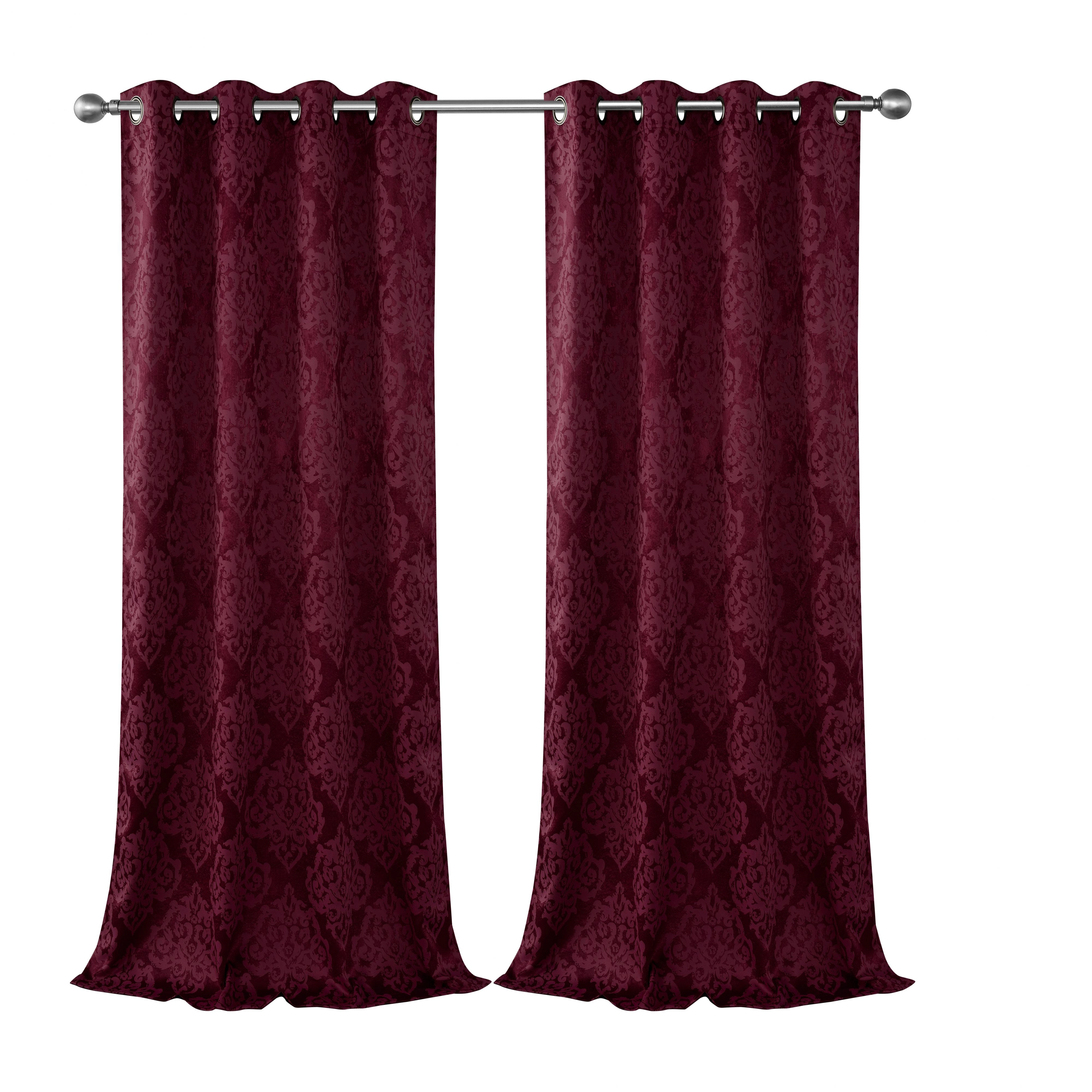 Kate Aurora 2 Pack Delaney Room Darkening Damask Print Grommet Curtain