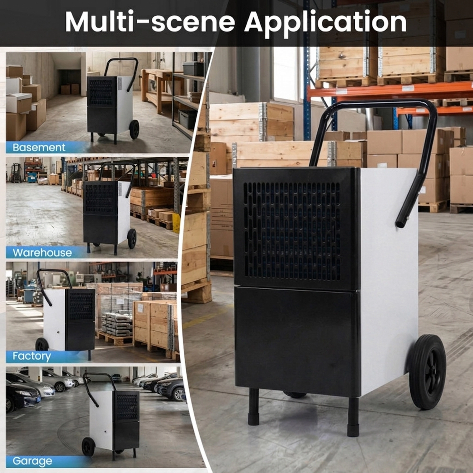 SUGIFT 189-Pint Commercial Dehumidifier with Built-in Water Pump 7500 Sq Ft Coverage White + Black