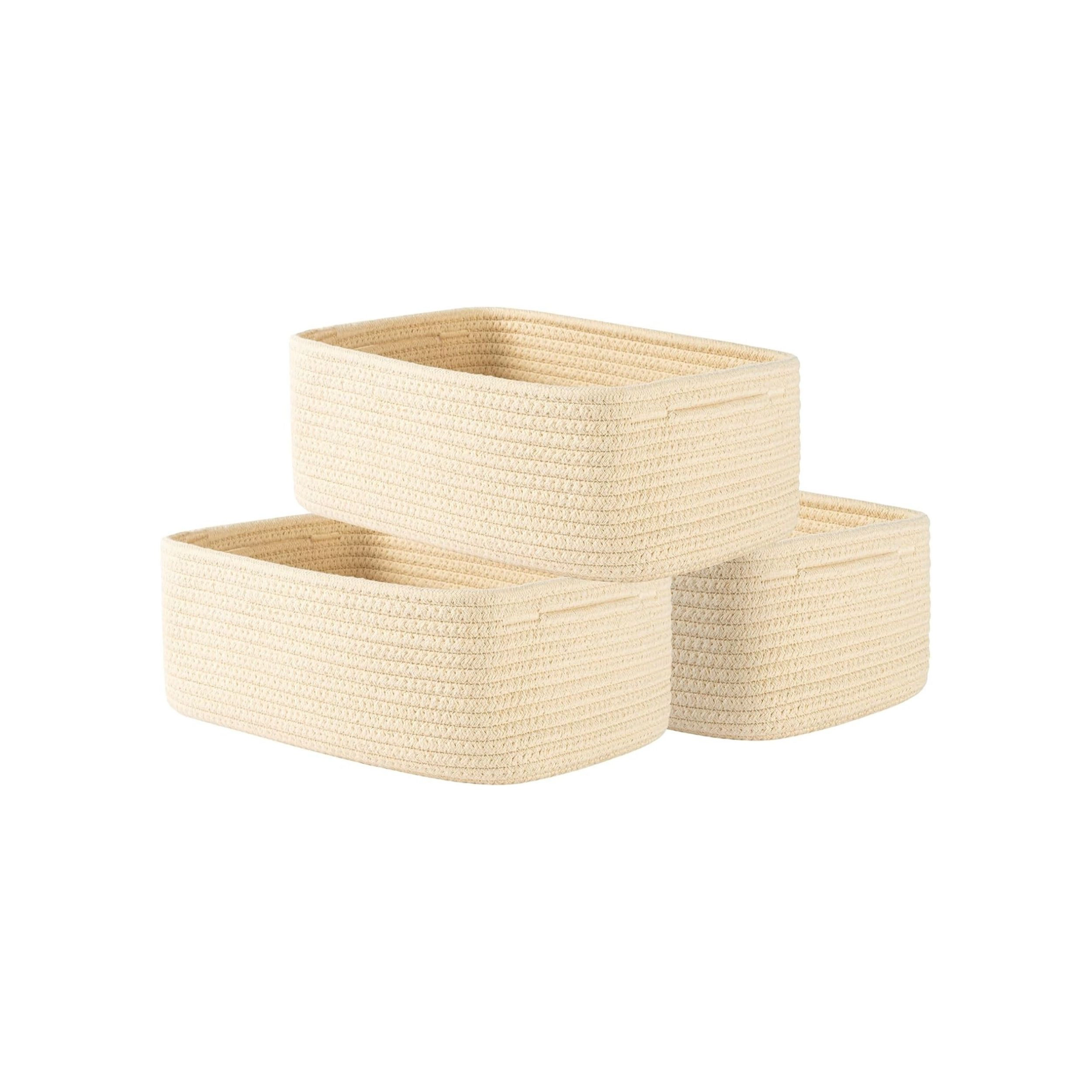 Stock Preferred Pack of 3 Small Woven Storage Baskets 12 x 8 4.5 Inch
