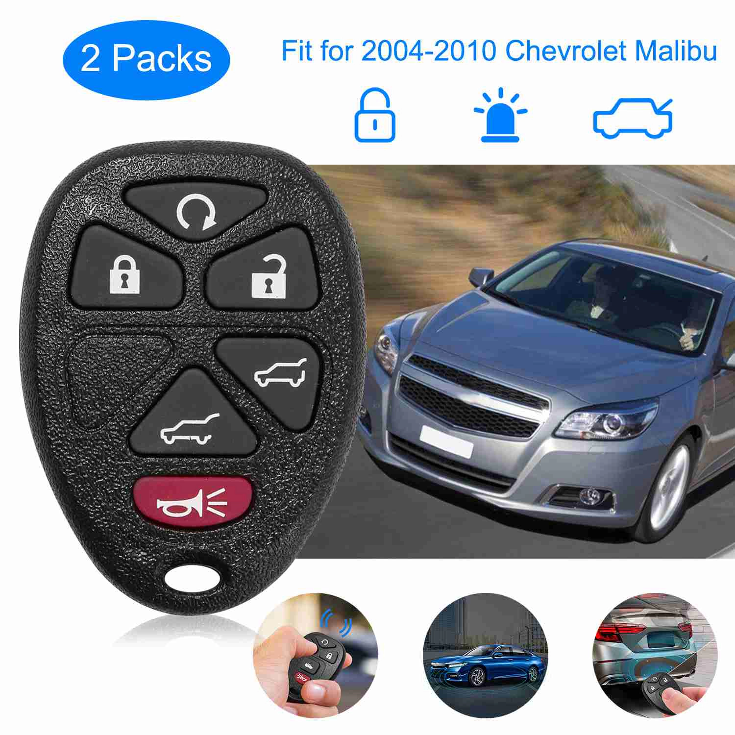 GBruno 2-Piece Remote Key Fob For Chevrolet Malibu