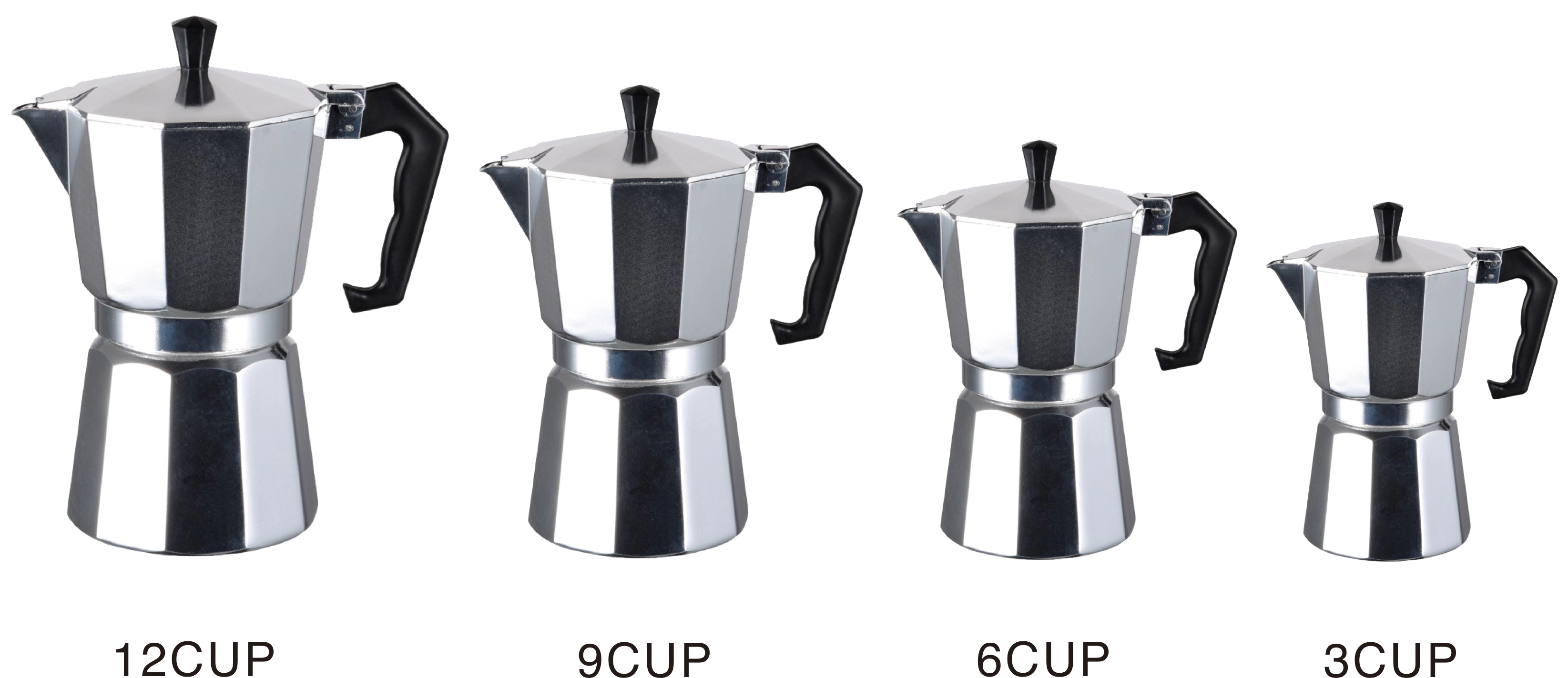 J&V TEXTILES 100% Aluminum Stovetop Espresso and Coffee Maker, Moka Pot for Classic Italian and Cuban Café Brewing