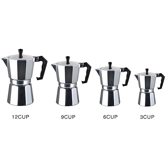 J&V TEXTILES 100% Aluminum Stovetop Espresso and Coffee Maker, Moka Pot for Classic Italian and Cuban Café Brewing