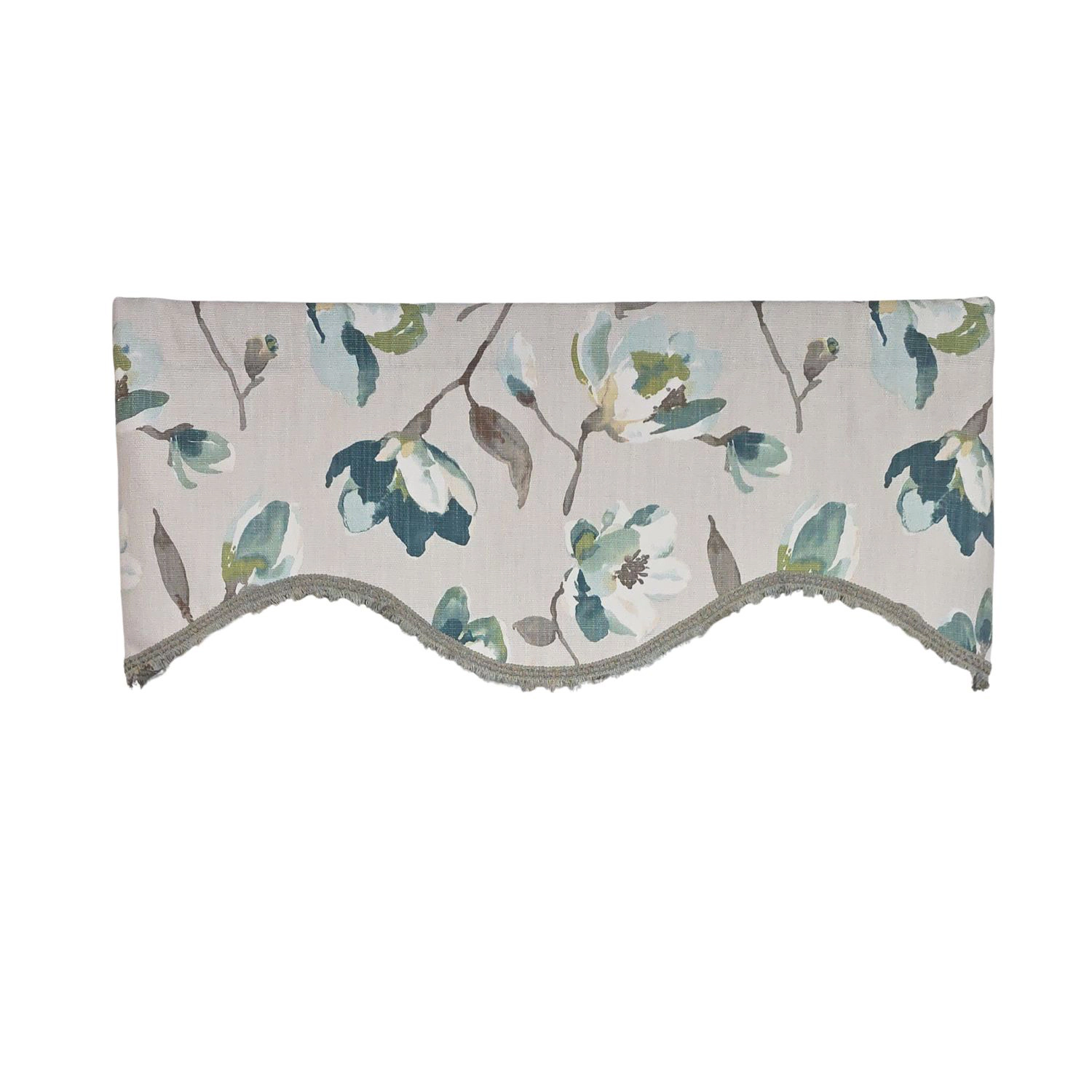 RLF Home 100% Cotton Elmina Trimmed Cornice Lined Window Valance 50 x 17 Turquoise