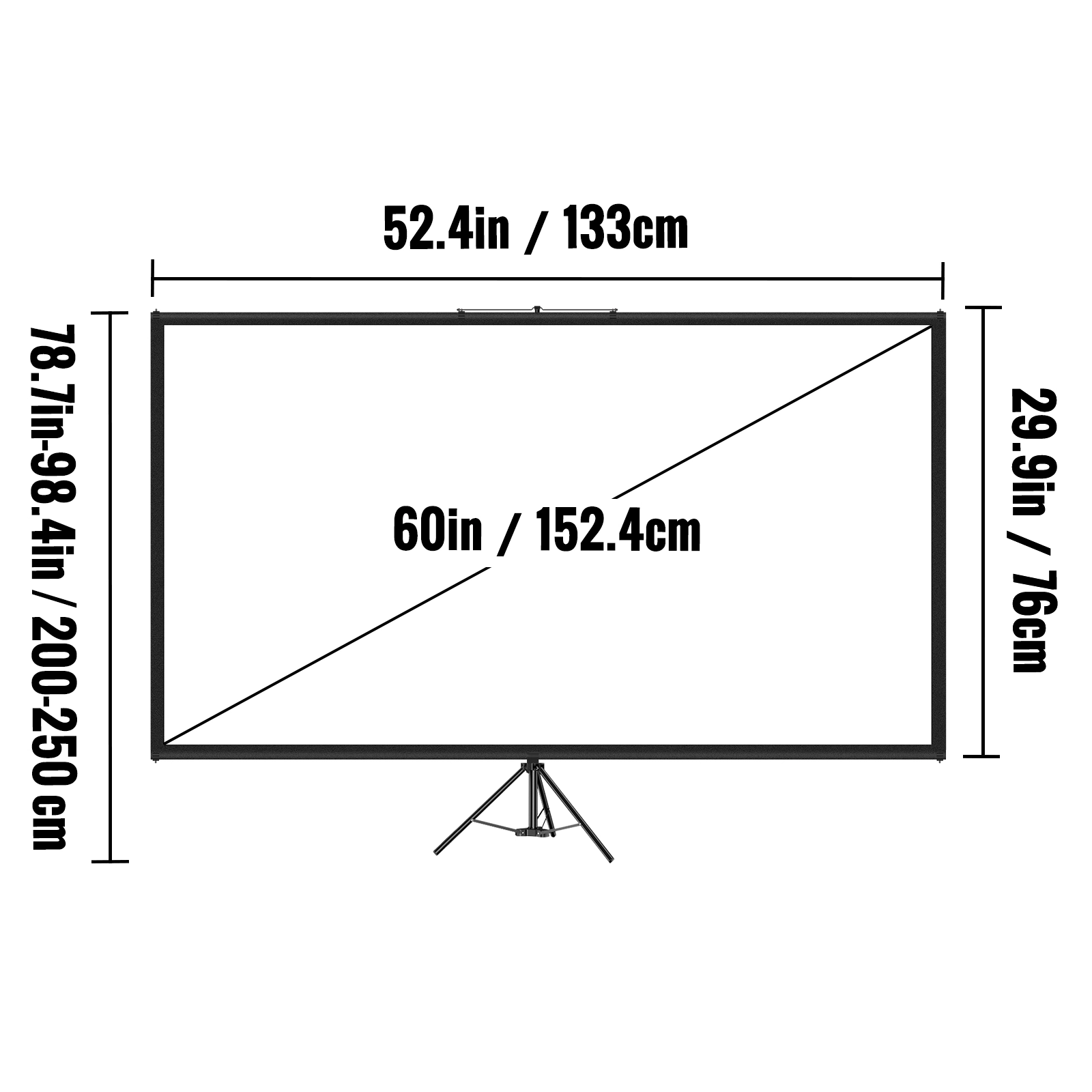 HONGGE Tripod Projector Screen with Stand 16:9 4K HD Projection Wrinkle-Free Height Adjustable Portable