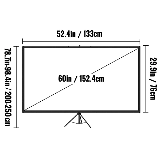 HONGGE 100 Inch Wrinkle-Free Projector Screen with Height-Adjustable ...