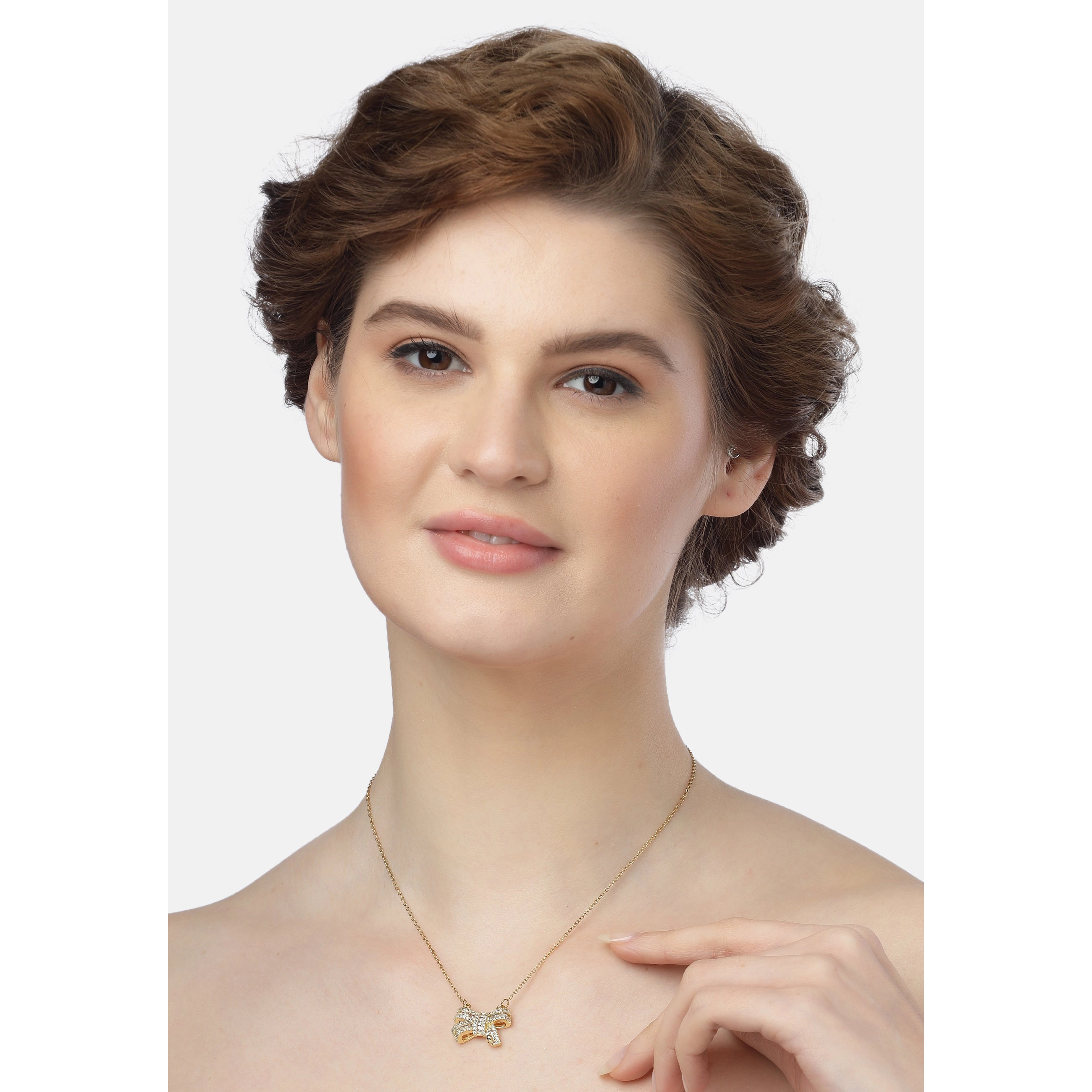 AGP PARIS Womens Graceful Bow Pendant Necklace