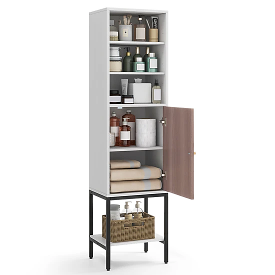 Glintex 57-Inch Narrow Cabinet with Metal Legs Soft-Close Hinges and 165-Lb Load