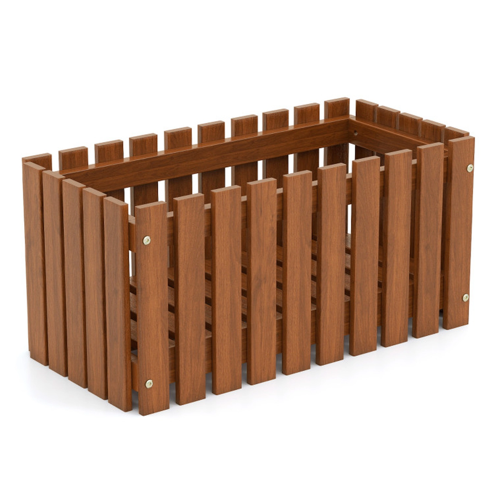 SUGIFT Natural Solid Wood Raised Garden Bed with Slat Style Sides 25-in W 12-in D 12-in H 44-lb Box Capacity