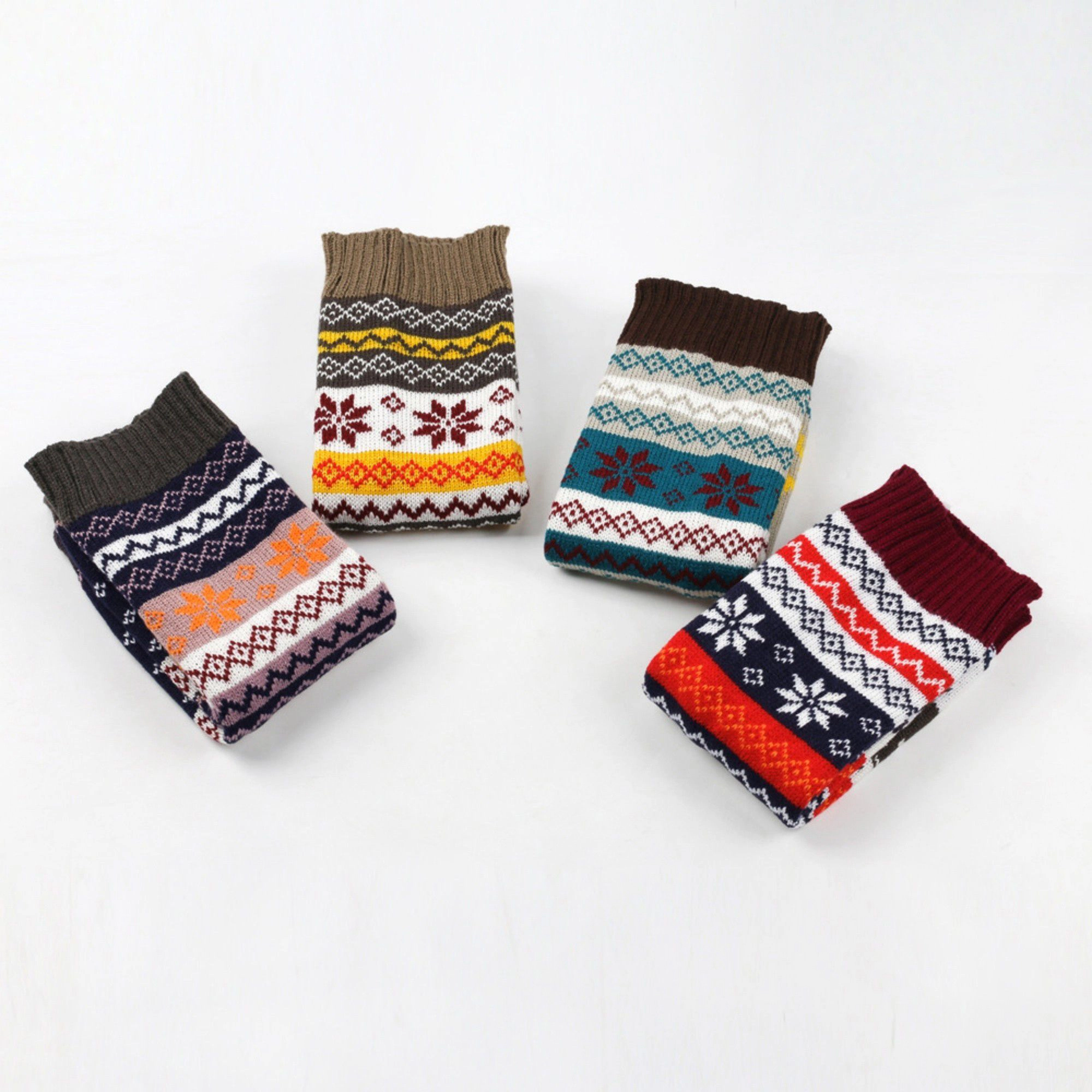 Anna-Kaci Women's Reindeer Snowflake Knit Winter Leg Warmers 15.5 x 5