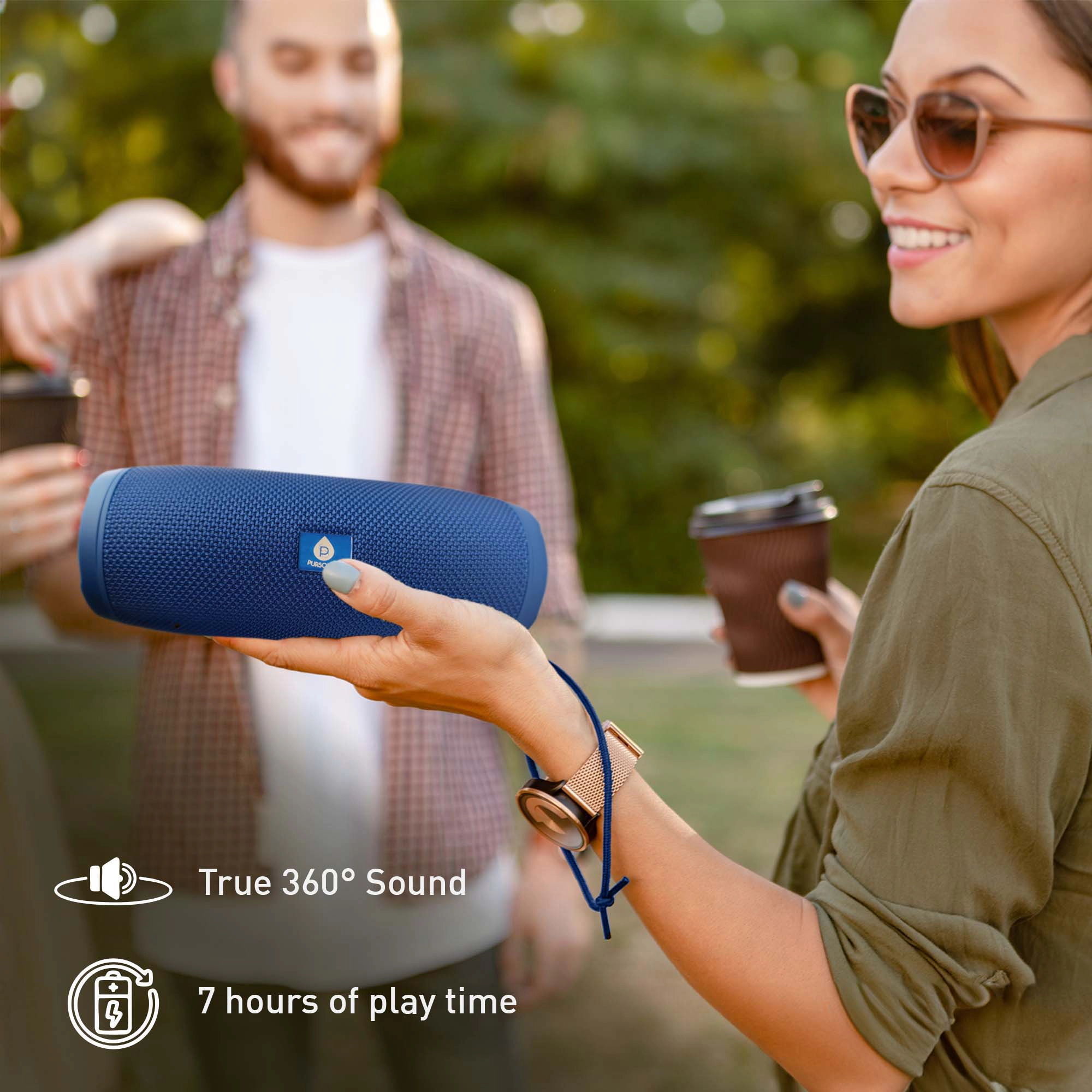 Pursonic Unisex Portable Travel & Outdoor Essentials Water Bottle Speaker, Wireless Speaker & Solar Power Bank Bundle